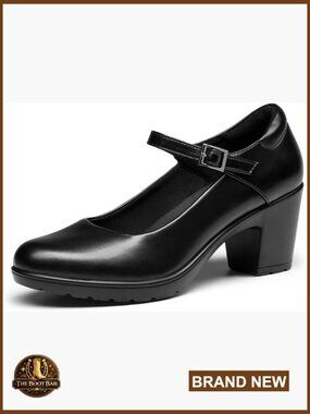 Low Block Heel Mary Jane Pumps Round Toe Dress Work Shoes Comfortable Pumps